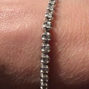 Sterling Silver White Crystal Tennis Bracelet - Elegant Women Jewelry